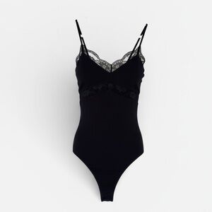 Black bodysuit with lace details